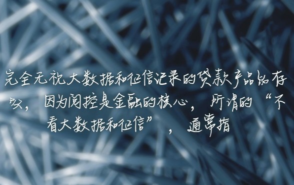 不看大数据和征信的贷款有哪些