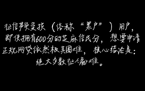 黑户芝麻分600借什么网贷