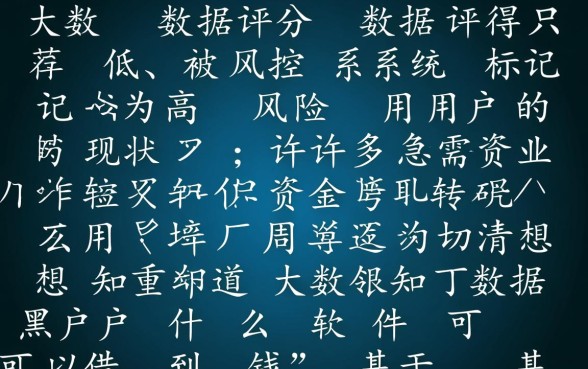 大数据黑户什么软件可以借到钱