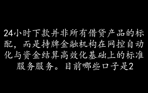 目前哪些口子是24小时下款的,2026最新口子有哪些 目前哪些口子是24小时下款的