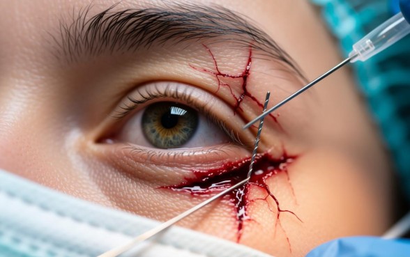 右眼下眼皮被打出5公分口子,算轻伤吗怎么赔偿? 右眼下眼皮被打出5公分口子