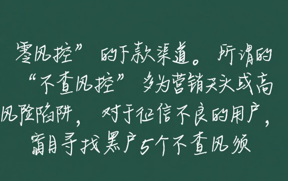 黑户5个不查风控的口子能下款吗
