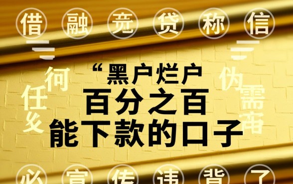 黑户烂户百分之百能下款的口子