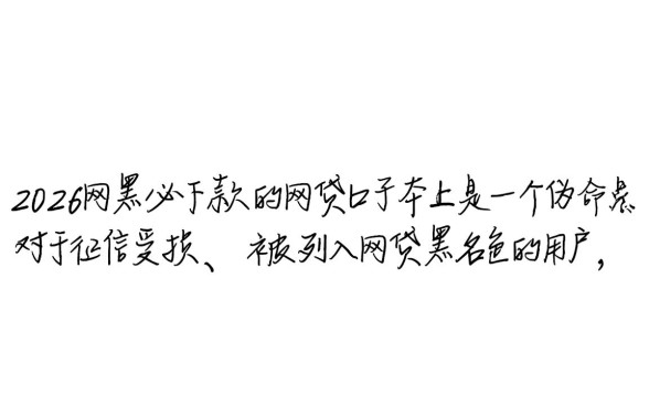 2026网黑必下款的网贷口子有哪些