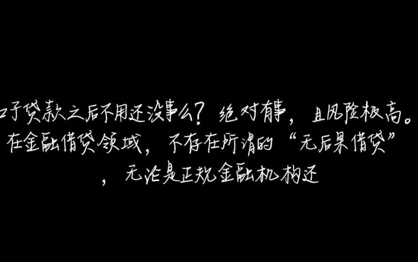 黑户口子贷款之后不用还没事么