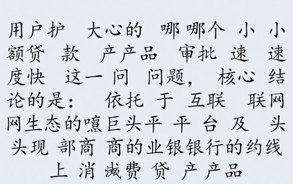 哪个小额贷款产品审批速度快