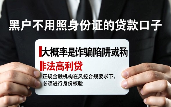 黑户不用照身份证的贷款口子