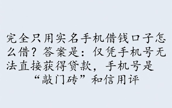 只用实名手机借钱口子怎么借