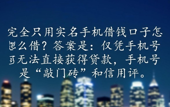 只用实名手机借钱口子怎么借