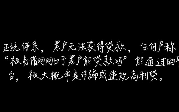极易借网贷口子黑户能贷款吗