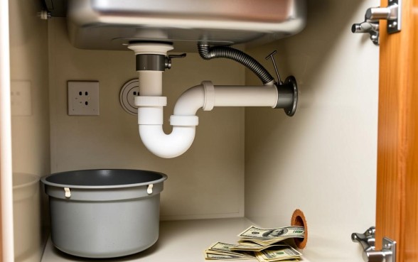 厨房水槽下水管旁边的小口子