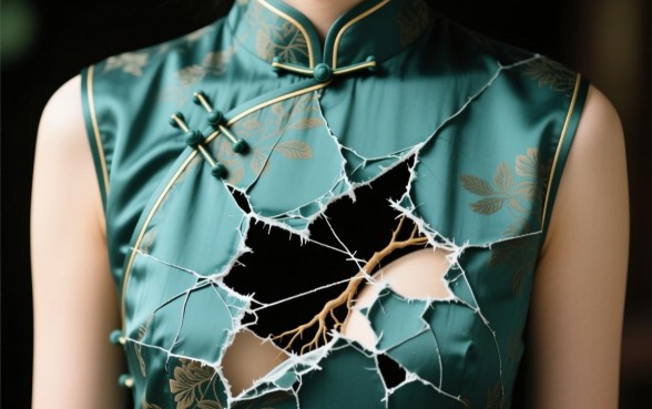 旗袍破大口子怎么补救下来的