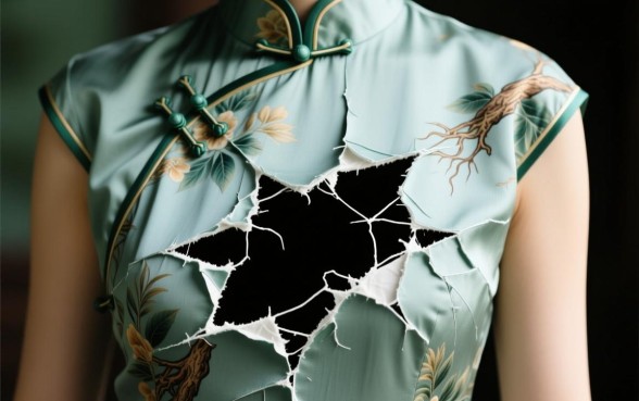 旗袍破大口子怎么补救下来的