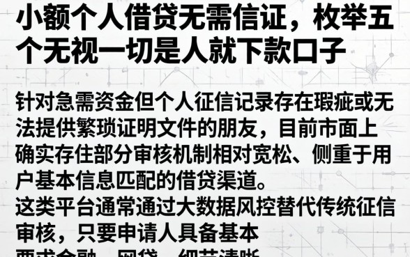 小额个人借贷无需信证，枚举五个无视一切是人就下款口子