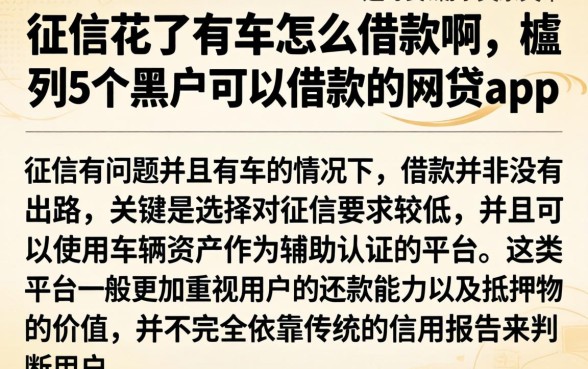征信花了有车怎么借款啊，胪列5个黑户可以借款的网贷app