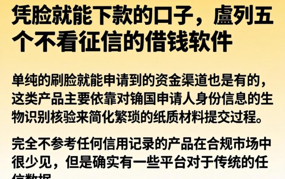 凭脸就能下款的口子，胪列五个不看征信的借钱软件