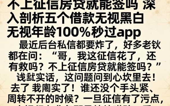 不上征信房贷就能签吗,深入剖析五个借款无视黑白无视年龄100%秒过app