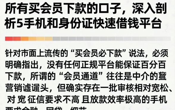 所有买会员下款的口子，深入剖析5个手机和身份证快速借钱平台