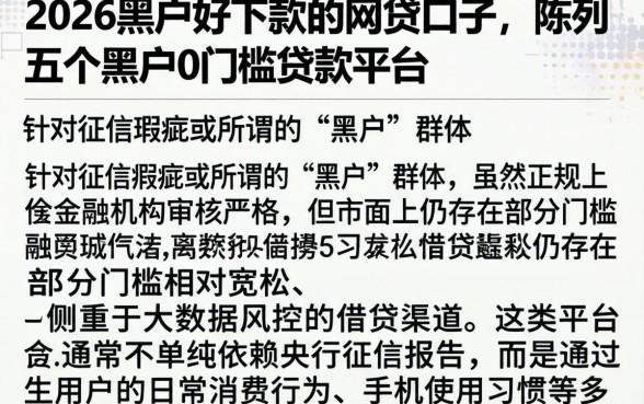 2026黑户好下款的网贷口子，陈列五个黑户0门槛贷款平台