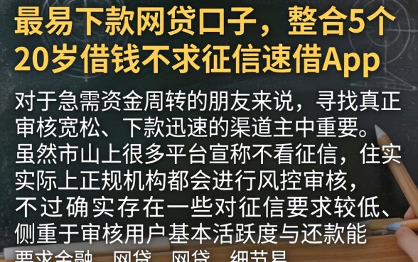 最易下款的网贷口子，整合5个20岁借钱不求征信速借app