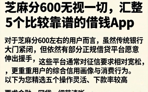 芝麻分600无视一切，汇整5个比较靠谱的借钱app