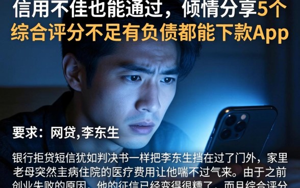 信用不佳也能通过，倾情分享5个综合评分不足有负债都能下款app