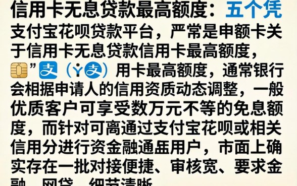 信用卡无息贷款最高额度，详细阐述五个凭支付宝花呗贷款的平台