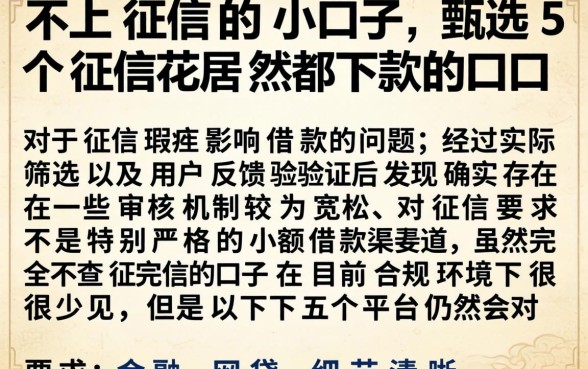 不上征信的小口子，甄选5个征信花居然都下款的口子