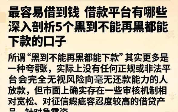最容易借到钱的借款平台有哪些，深入剖析5个黑到不能再黑都能下款的口子