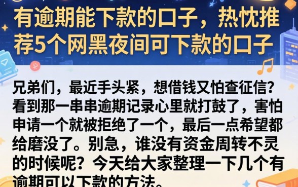 有逾期能下款的口子，热忱推荐5个网黑夜间可下款的口子