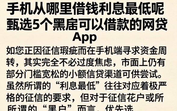 手机从哪里借钱利息最低呢，甄选5个黑户可以借款的网贷app