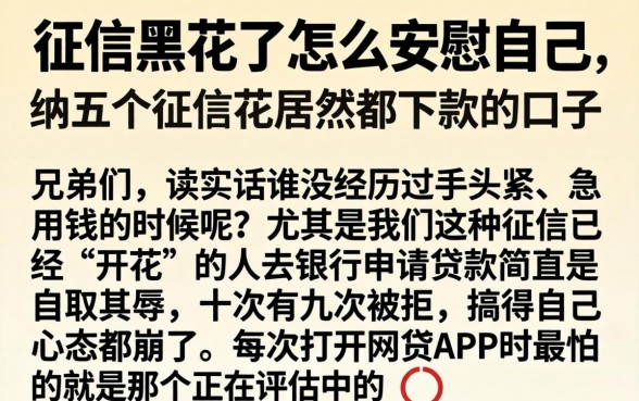 征信黑花了怎么安慰自己，归纳五个征信花居然都下款的口子