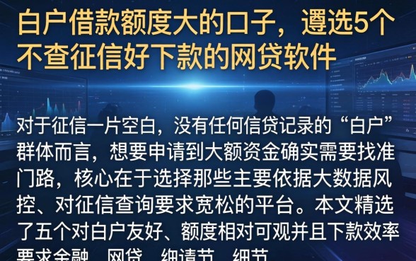 白户借款额度大的口子，遴选5个不查征信好下款的网贷软件