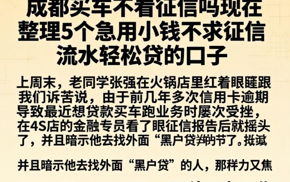 成都买车不看征信吗现在,整理5个急用小钱不求征信流水轻松贷的口子