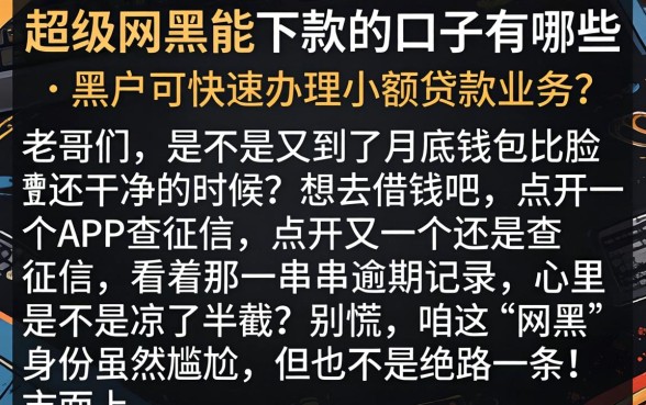 超级网黑能下款的口子有哪些，细致阐述五个黑户可快速办理小额贷款业务的软件