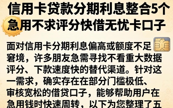 信用卡贷款分期利息，整合5个急用不求评分快借无忧的口子