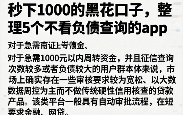秒下1000的黑花口子，整理5个不看负债查询的app