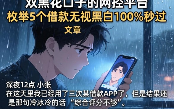 双黑花口子不风控的平台，枚举5个借款无视黑白100%秒过