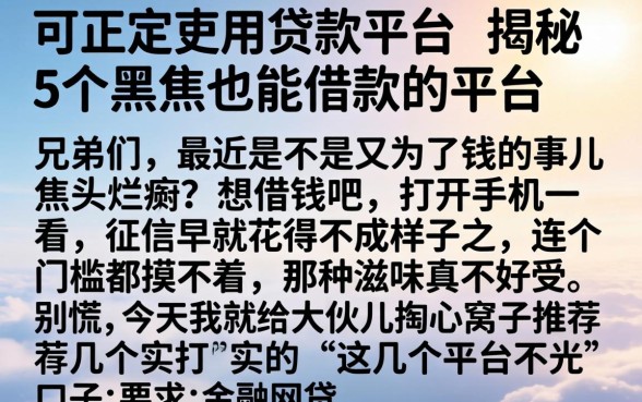 可正常使用贷款平台，揭秘5个黑户也能借款的平台