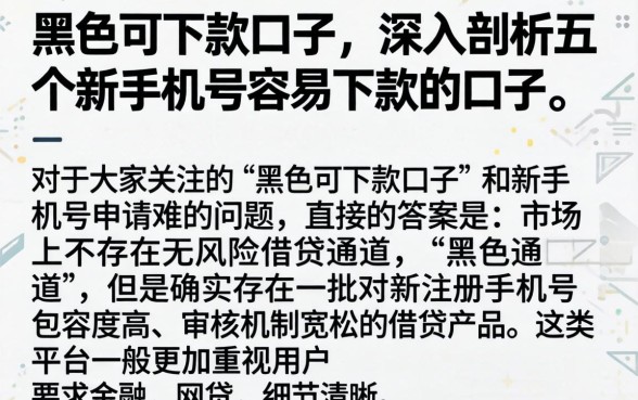 黑色可下款的口子，深入剖析五个新手机号容易下款的口子