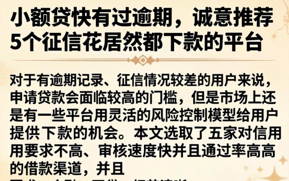 小额贷快有过逾期，诚意推荐5个征信花居然都下款的平台