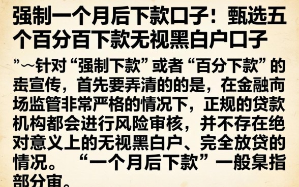 强制一个月后下款的口子，甄选五个百分百下款无视黑白户口子