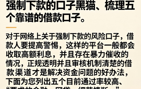 强制下款的口子黑猫，梳理五个靠谱的借款口子