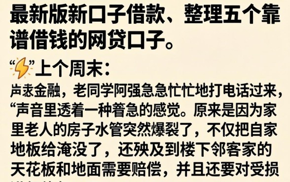 最新版新口子借款，整理五个靠谱借钱的网贷口子