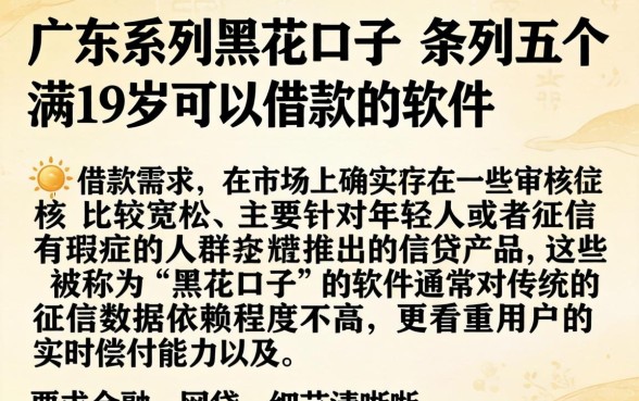 广东系列黑花口子，条列五个满19岁可以借款的软件