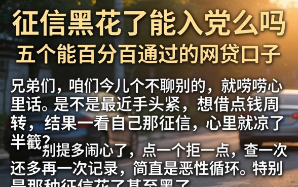 征信黑花了能入党么吗,详尽说明五个能百分百通过的网贷口子