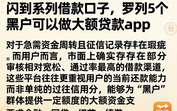 闪到系列的借款口子，罗列5个黑户可以做大额贷款app