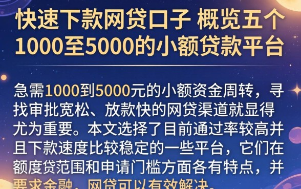 快速下款的网贷口子，概览五个1000至5000的小额贷款平台