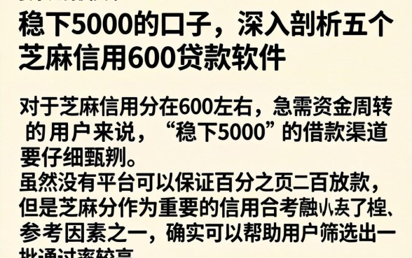 稳下5000的口子，深入剖析五个芝麻信用600贷款软件