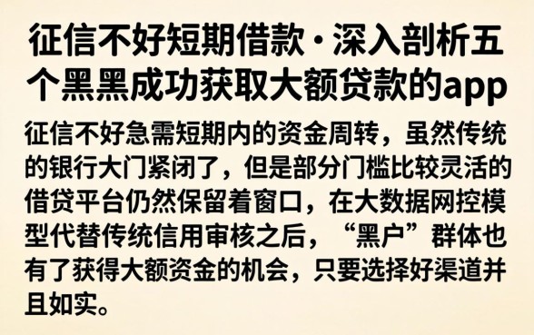 征信不好短期借款，深入剖析五个黑户成功获取大额贷款的app
